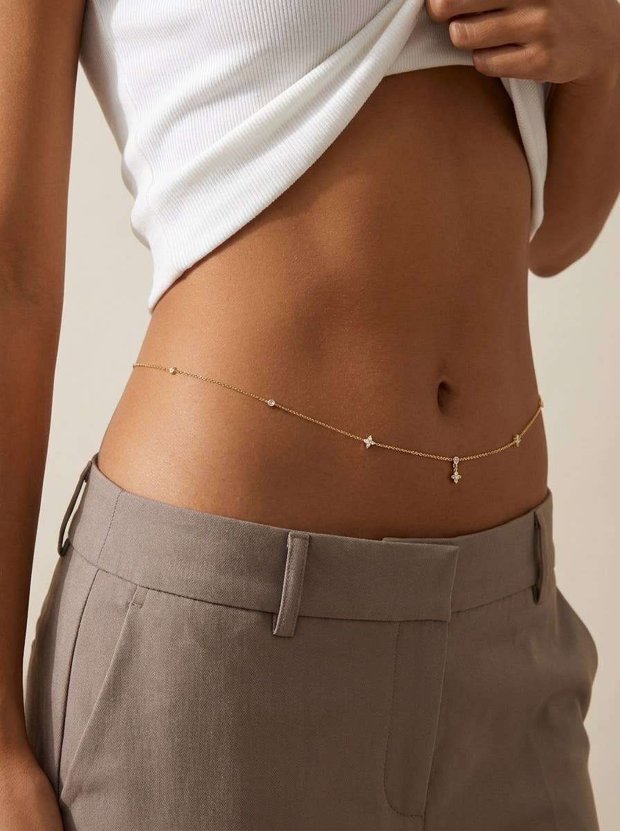 Taillenkette aus Edelstahl 524AQ38: Gold / 100% Edelstahl